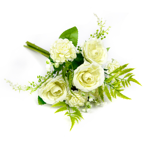 Wedding Roses Bouquet with Artificial Flowers Elegant Bride's Holding Bouquet for Home Decoration Vases