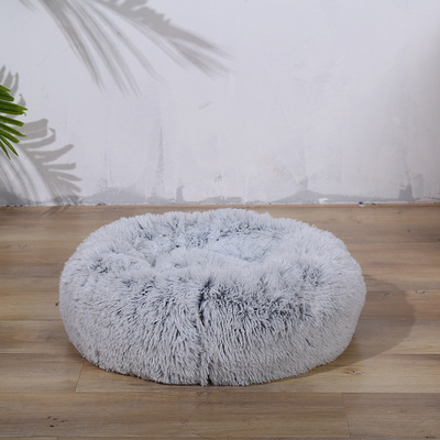 Soft Comfortable Extended Plush Mechanical Cleaning Detachable Pet Supplies Round Donut Cat Round Pet Bed