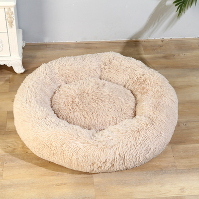 Soft Comfortable Extended Plush Mechanical Cleaning Detachable Pet Supplies Round Donut Cat Round Pet Bed