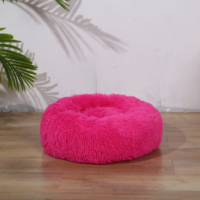 Soft Comfortable Extended Plush Mechanical Cleaning Detachable Pet Supplies Round Donut Cat Round Pet Bed