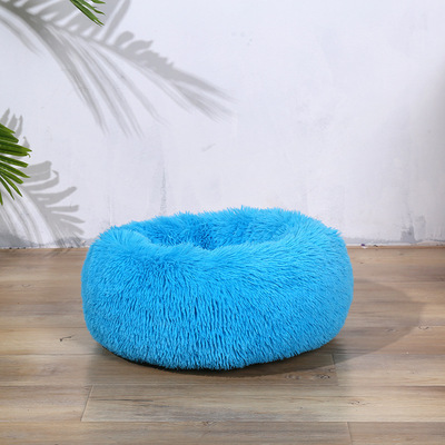 Soft Comfortable Extended Plush Mechanical Cleaning Detachable Pet Supplies Round Donut Cat Round Pet Bed
