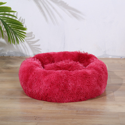 Soft Comfortable Extended Plush Mechanical Cleaning Detachable Pet Supplies Round Donut Cat Round Pet Bed