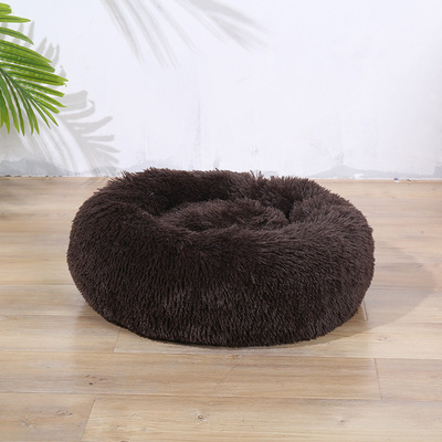 Soft Comfortable Extended Plush Mechanical Cleaning Detachable Pet Supplies Round Donut Cat Round Pet Bed