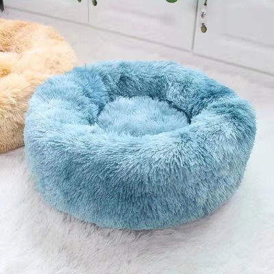 Soft Comfortable Extended Plush Mechanical Cleaning Detachable Pet Supplies Round Donut Cat Round Pet Bed