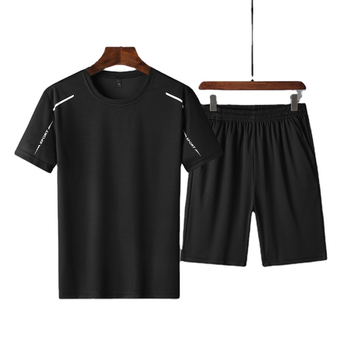 Outdoor Men's Jogging Suits Elastic 2-Piece Jogger Sets Knit Blank Shorts and T-Shirt Set or Pants Set