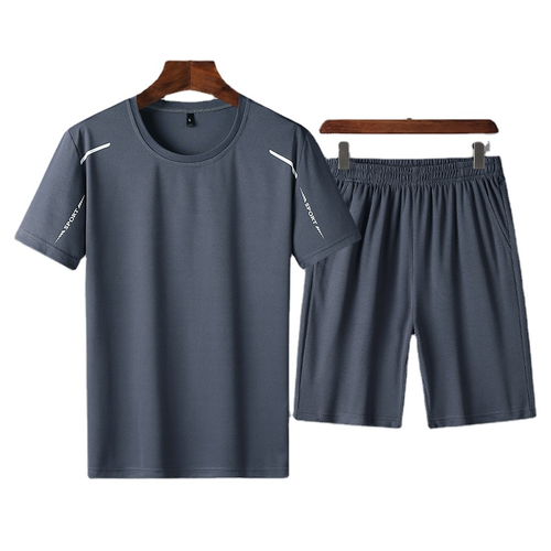 Outdoor Men's Jogging Suits Elastic 2-Piece Jogger Sets Knit Blank Shorts and T-Shirt Set or Pants Set
