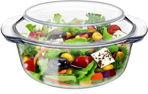 Oven safe glass casserole Borosilicate glass pot for cooking casserole with lid 1.0L table service glass pot