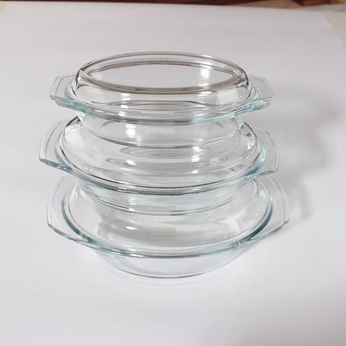 0.7L small oval  made glass casserole dish with glass lid