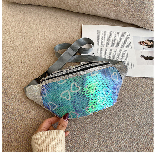Waterproof Colorful Kids Glitter PU Leather Design Fanny Pack Waist Bag 