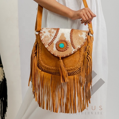 Fashion vintage Shoulder Bag leather messenger bag women Crossbody Bags with tassel Cowhide purse with fringe Cross Body
