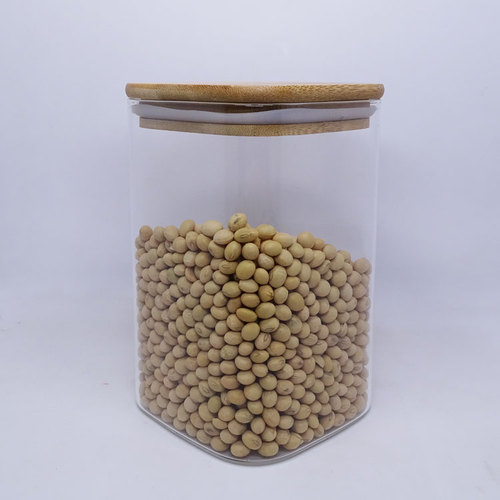 Heat resistant clear round glassware airtight sealed  size kitchen food large 1000ml containers wood lid glass jar stora