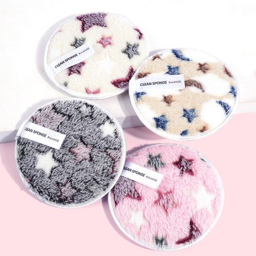 MAANGE New Mix Colors 4Pcs Face Skin Cleansing Nylon Fabric Sponge Reusable Cosmetic Puff Makeup Remover Pad