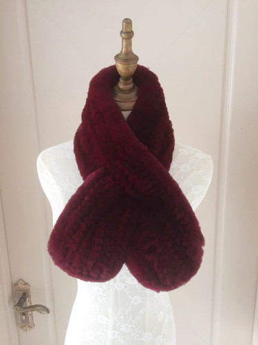 New Winter Women's Genuine Y2K Real Rex Rabbit Fur Scarves Hand Knitted Scarf