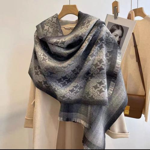 2023 Cashmere Scarf Women's New Winter Silk Scarf Color Contrast Plaid Warm Tassel Shawl Thickened Fashion Neck