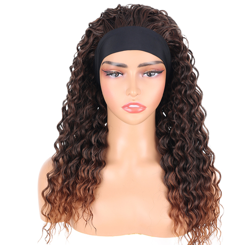 Deep wave band colorful frontal braided blend premium high quality full  heat resistant hair lace front synthetic wig