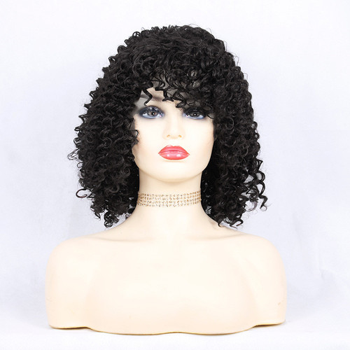 Africa Fluffy Big Bomb Deep Curl Black Color Heat Resistant Fiber Synthetic Hair Wig Cheap Synthetic Wigs