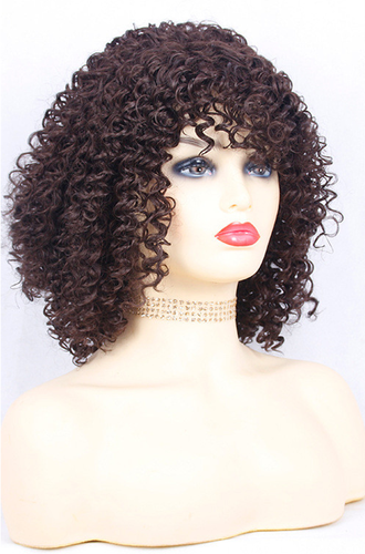 Africa Fluffy Big Bomb Deep Curl Black Color Heat Resistant Fiber Synthetic Hair Wig Cheap Synthetic Wigs