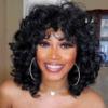 Women Natural African Wig Small Roll High Temperature Silk Headgear Fluffy Short Curly Hair Wigs  HD Full Lace 