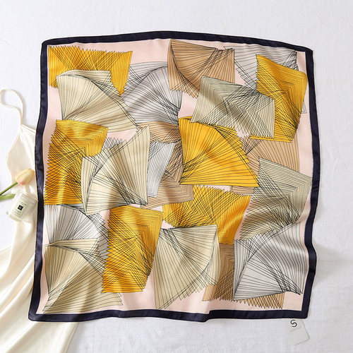 Black and white silk satin small square scarf summer fashion women's decorative headscarf