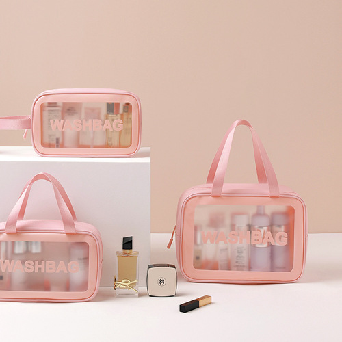   Frosted Translucent PVC Wash Bag Set  Makeup Tote Bag Portable Large Capacity Free Simple Cosmetic 