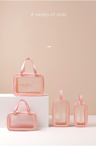   Frosted Translucent PVC Wash Bag Set  Makeup Tote Bag Portable Large Capacity Free Simple Cosmetic 