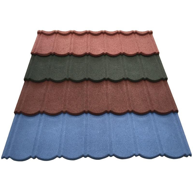 Beautiful building material 0.38-0.45mm color standard lightweight stone coated metal roof tile