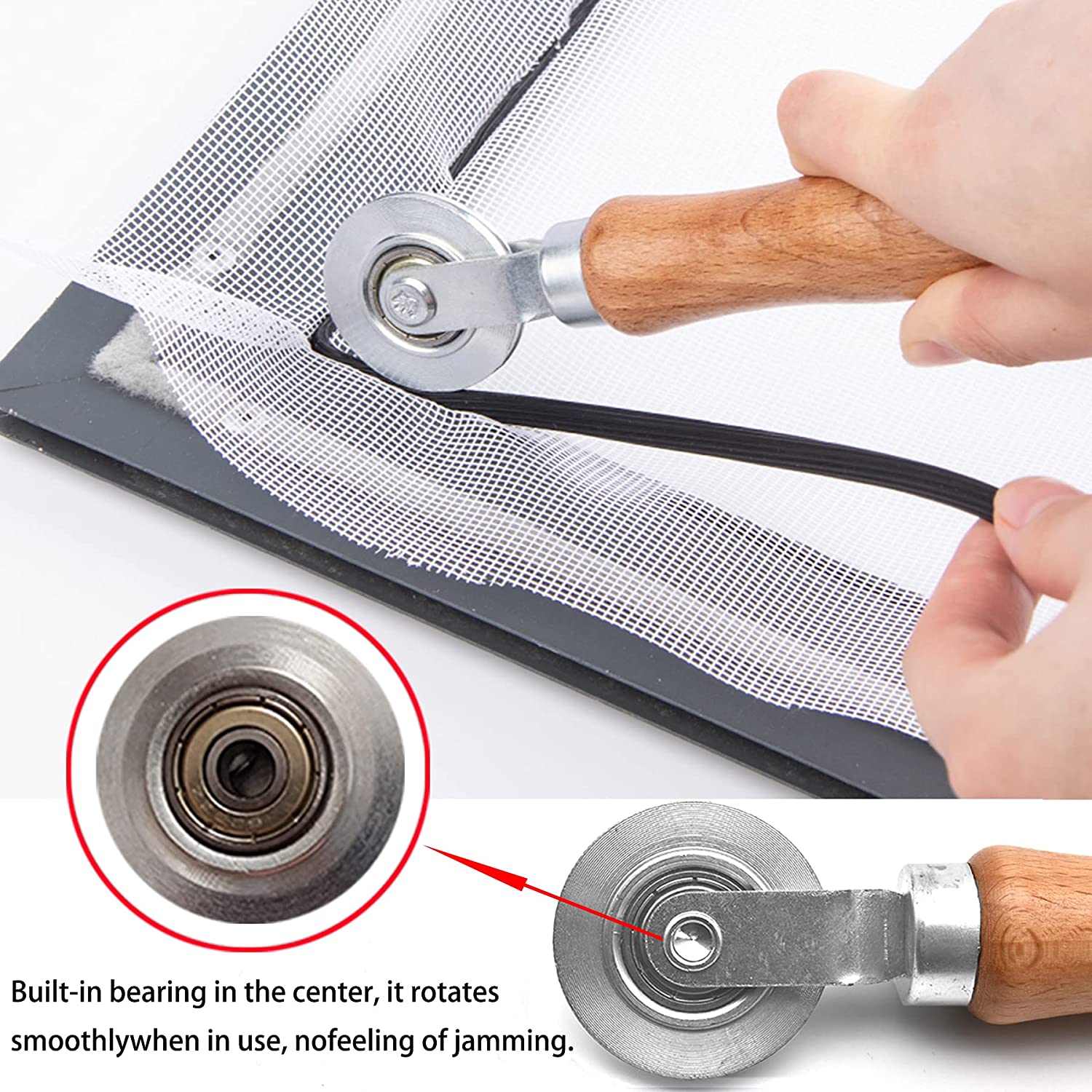 Screen Roller Tool with Bearing Screen Repair Tool Spline Roller for Installing Door Screen Window