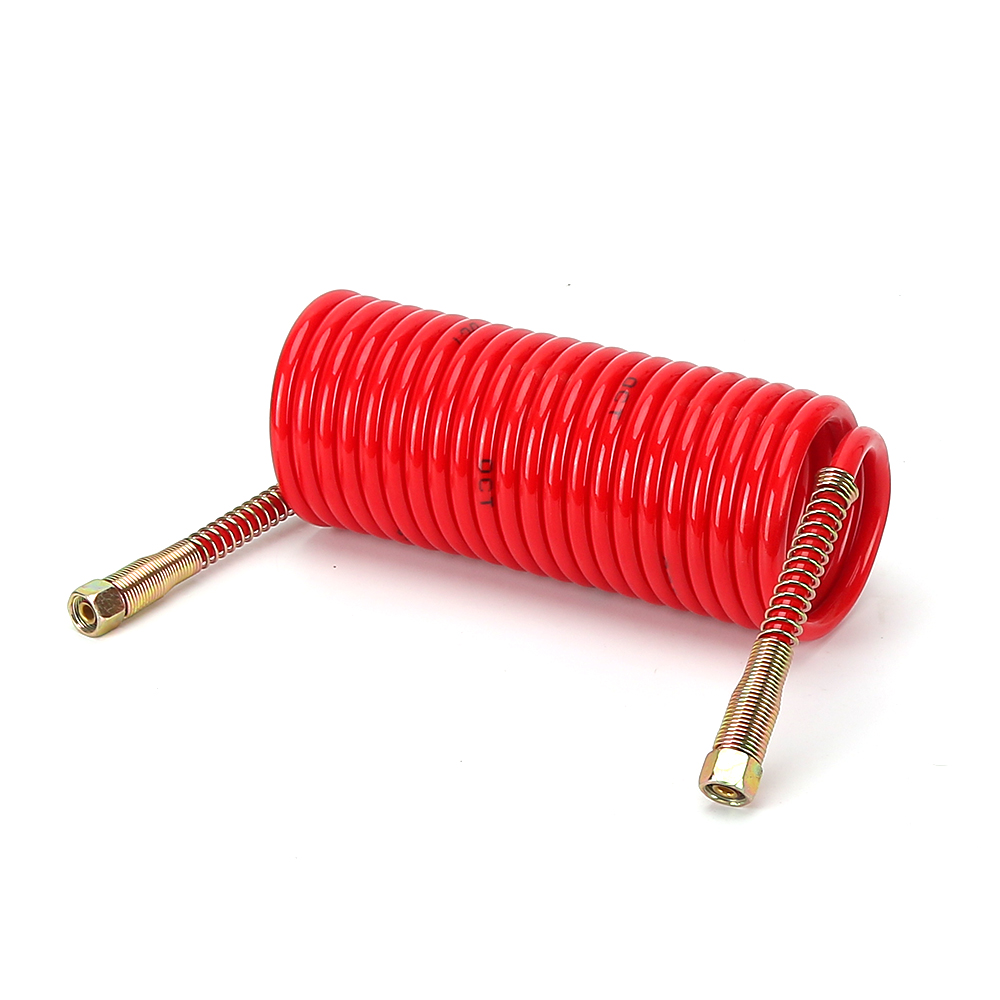 Polyurethane Plastic Recoil Spiral Trailer  PU Coil pipe black color nylon spiral truck air brake coil hose