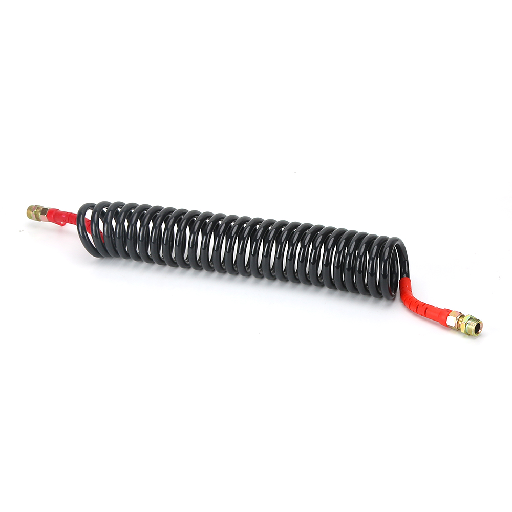 Polyurethane Plastic Recoil Spiral Trailer  PU Coil pipe black color nylon spiral truck air brake coil hose