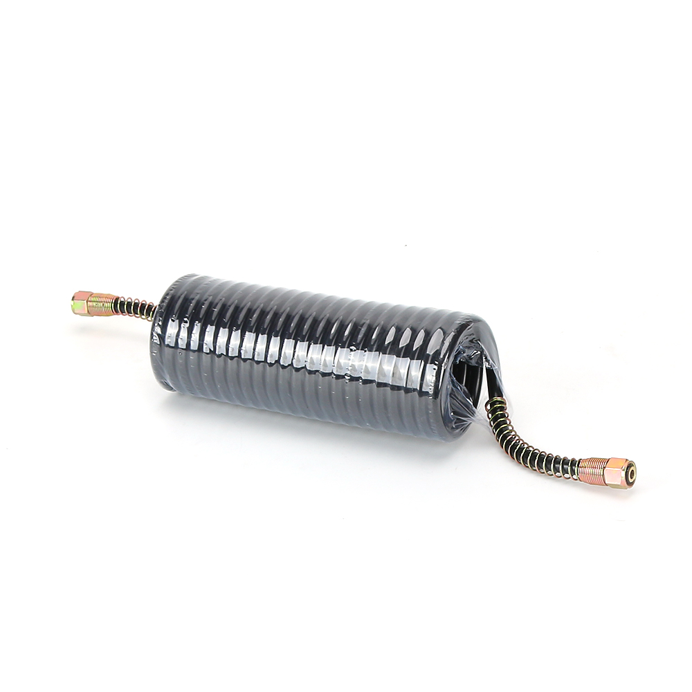 Polyurethane Plastic Recoil Spiral Trailer  PU Coil pipe black color nylon spiral truck air brake coil hose