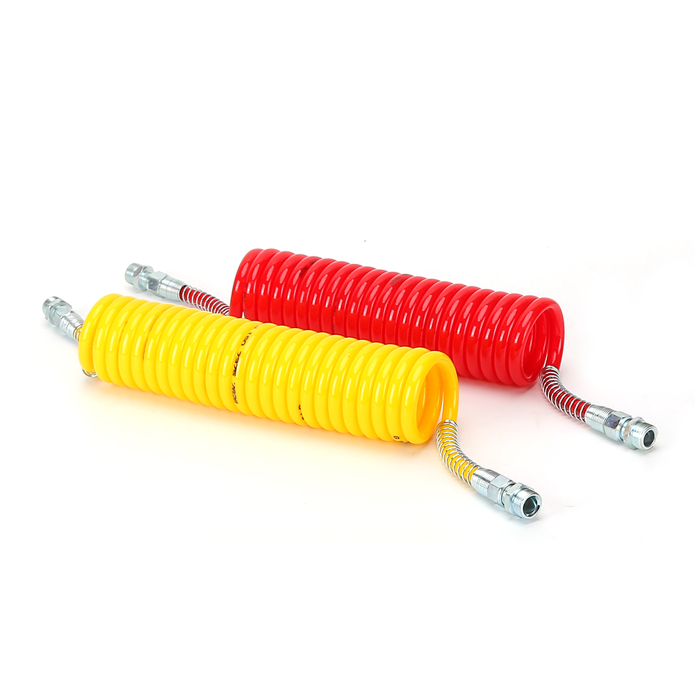 Polyurethane Plastic Recoil Spiral Trailer  PU Coil pipe black color nylon spiral truck air brake coil hose