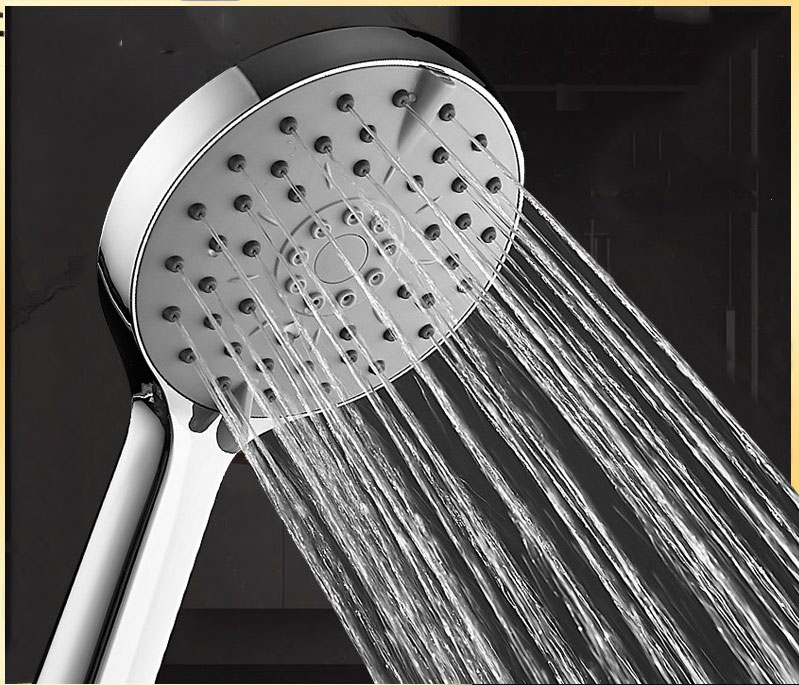 Bathroom Wall Hanging Multi Gear Hand Held Plastic Round Shower With Water Stop And Spray Gun