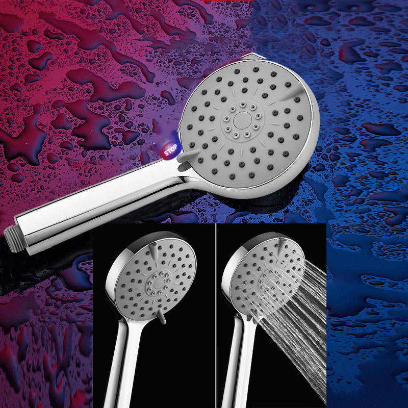 Bathroom Wall Hanging Multi Gear Hand Held Plastic Round Shower With Water Stop And Spray Gun