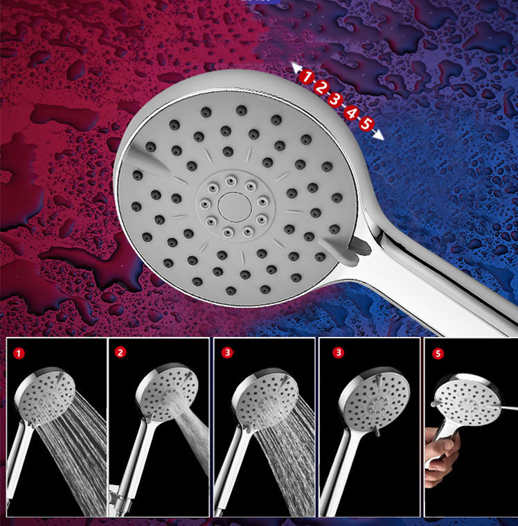 Bathroom Wall Hanging Multi Gear Hand Held Plastic Round Shower With Water Stop And Spray Gun