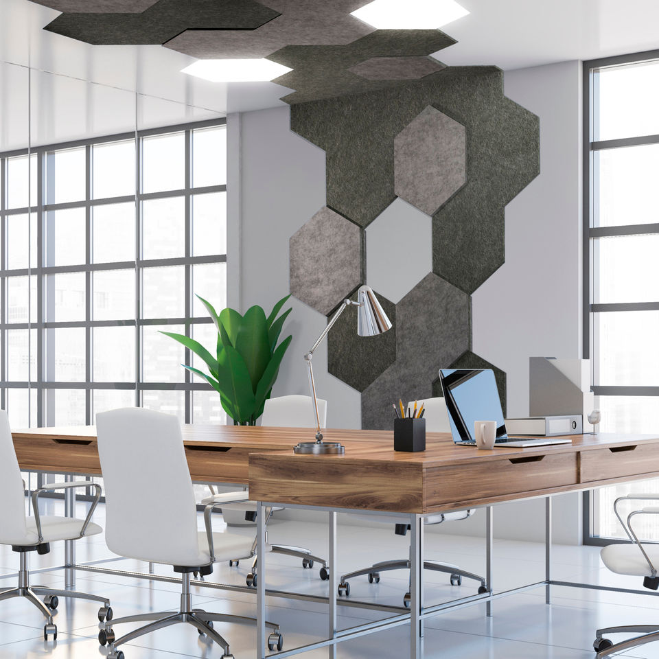 High Density Sound Absorbing PET Acoustic Panels Fireproof Hexagon Acoustic Panels