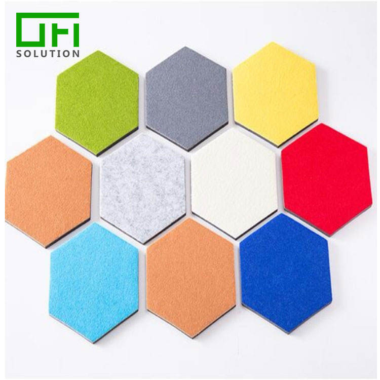 High Density Sound Absorbing PET Acoustic Panels Fireproof Hexagon Acoustic Panels