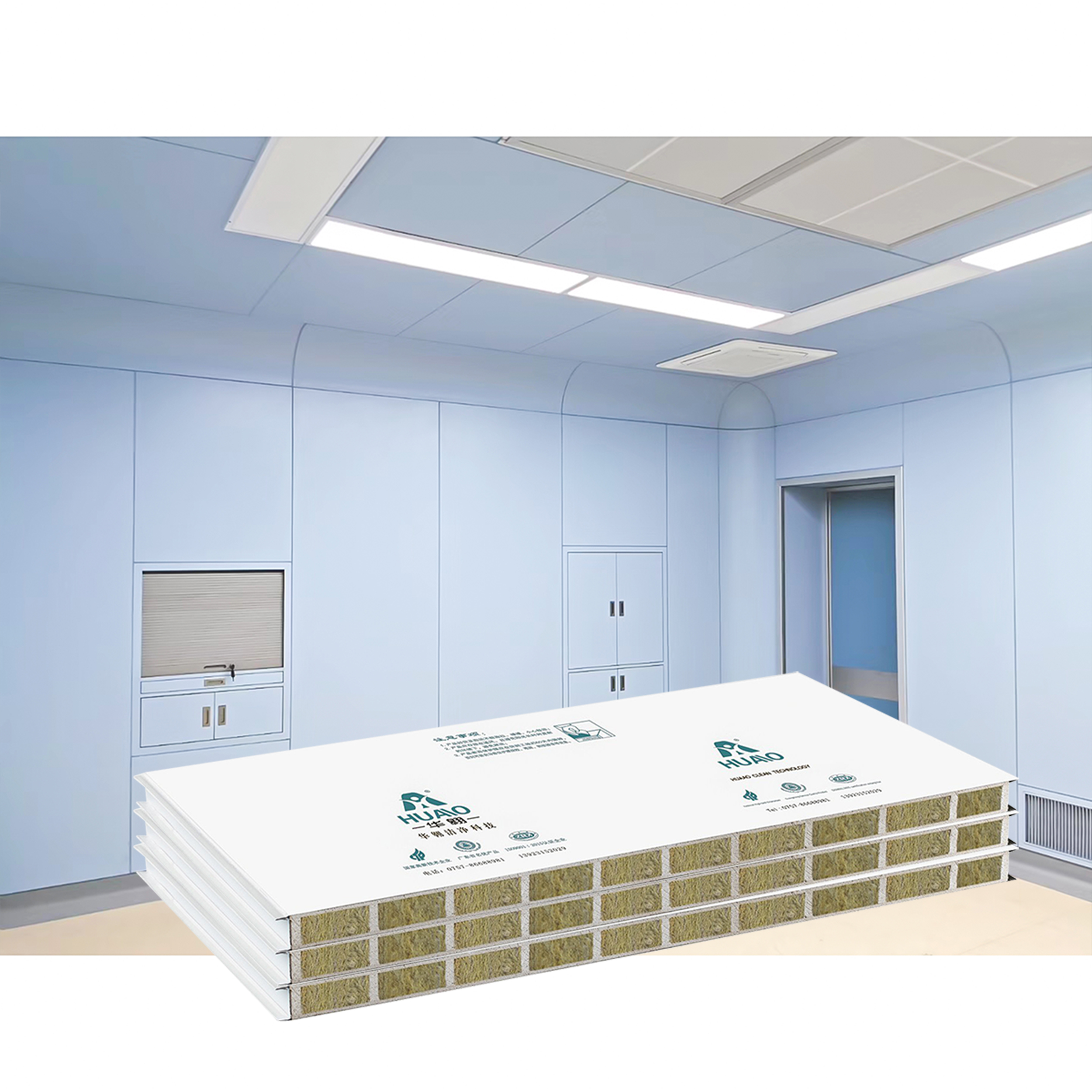 GMP mgo rock wool wall panel Modular Clean Room sandwich wall panel Hospital building materials