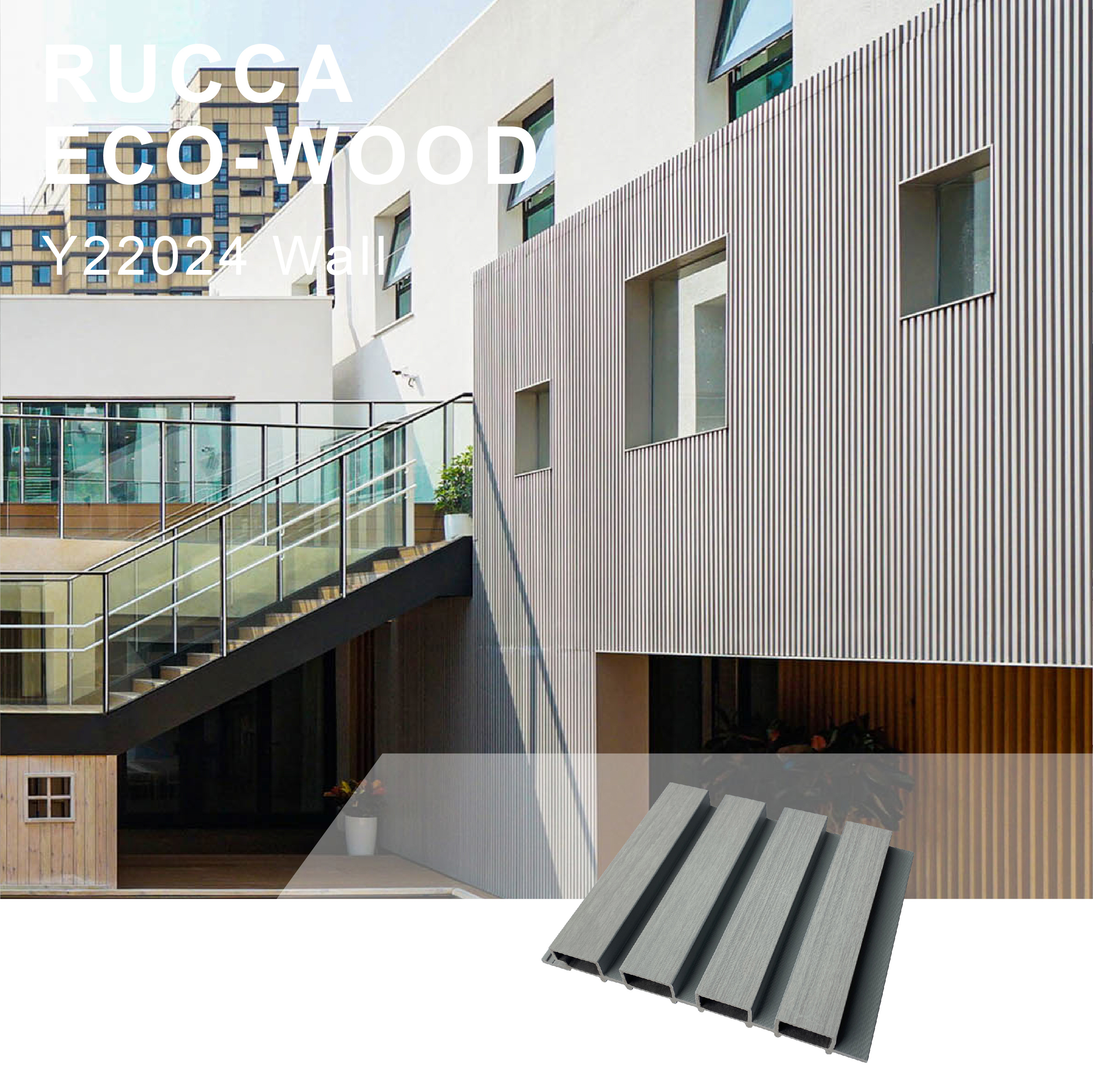RUCCA outdoor cladding building materials 220*24mm wood panels exterior wall fluted panel wood rs