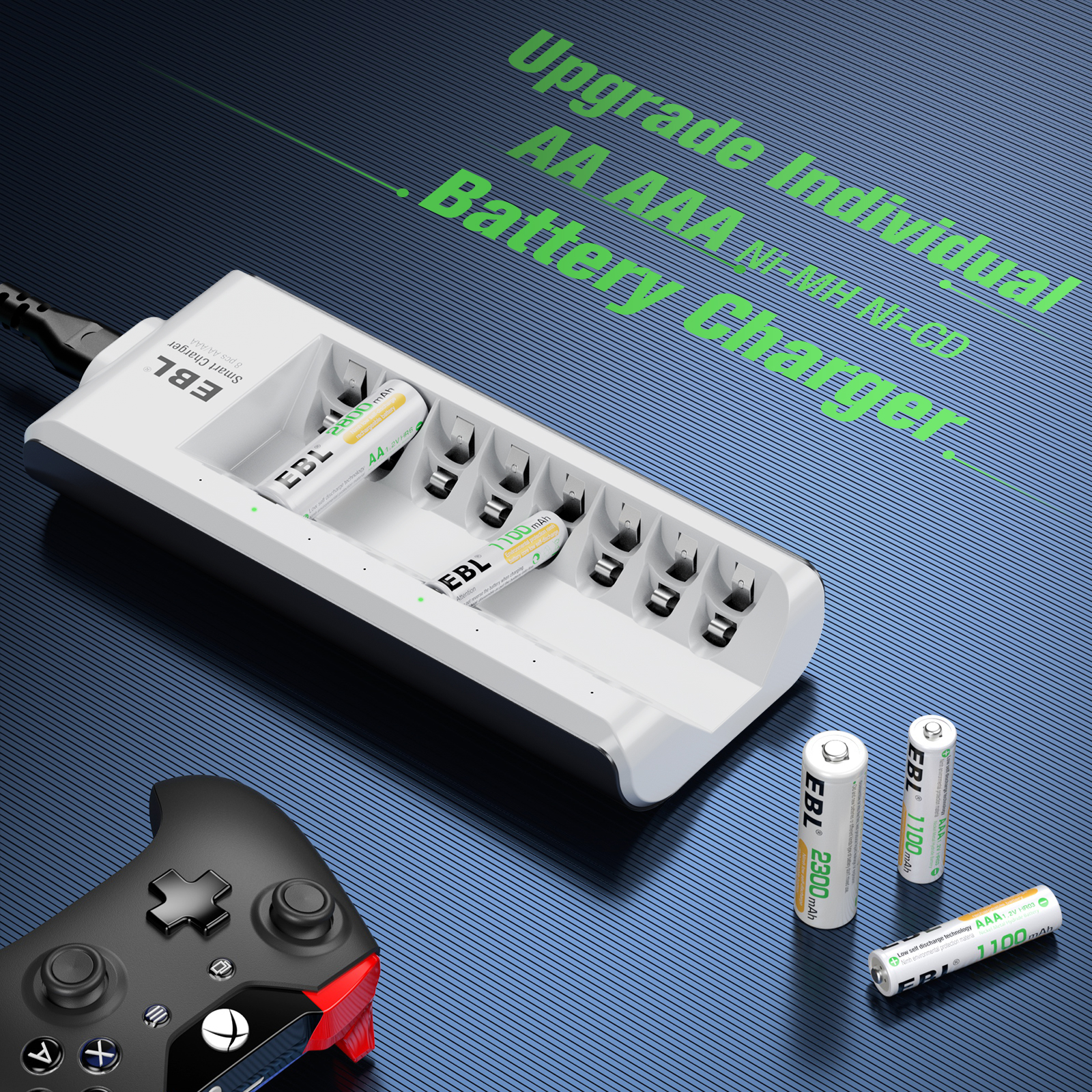 EBL 8-slots Professional Smart Charger For 8 Pcs AA AAA Rechargeable Batteries