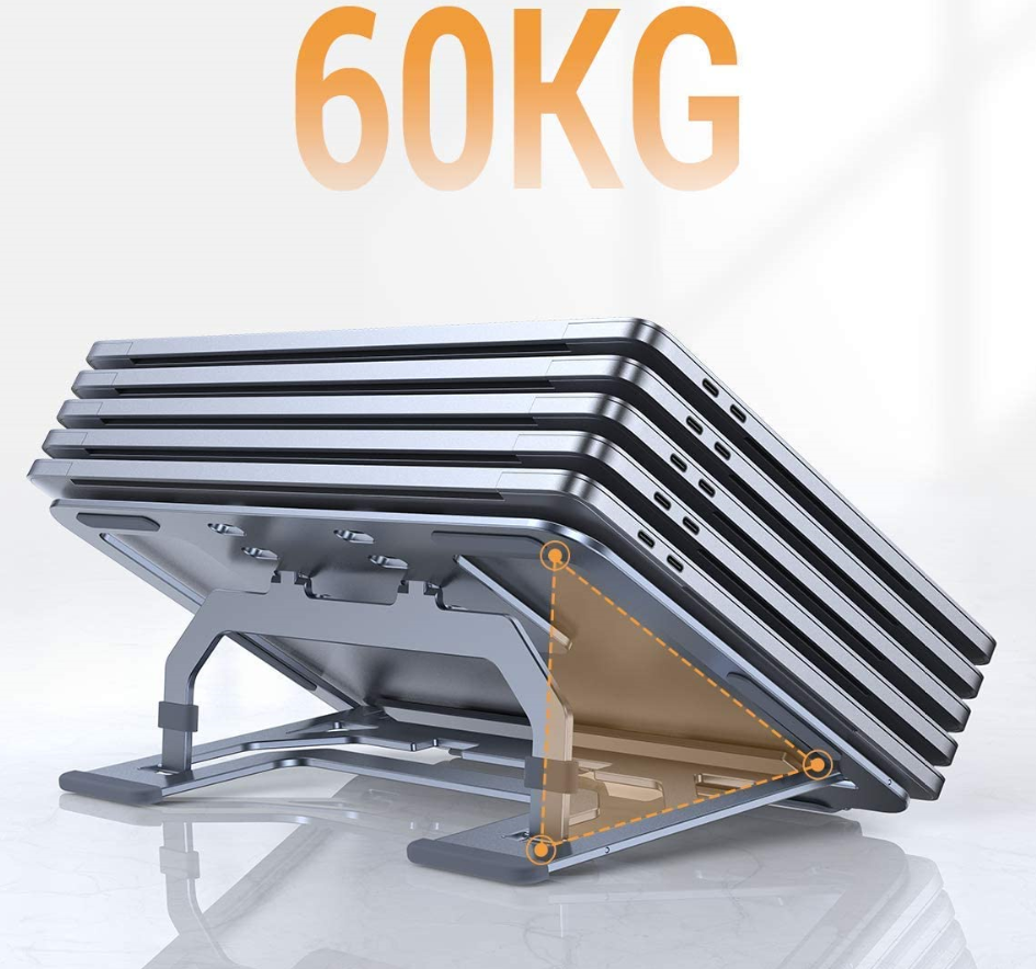 Laptop Stand Adjustable Super Portable Laptop Mount Riser Ultra-Thin Lisen All Metal Portable Laptop holder for Desk Com