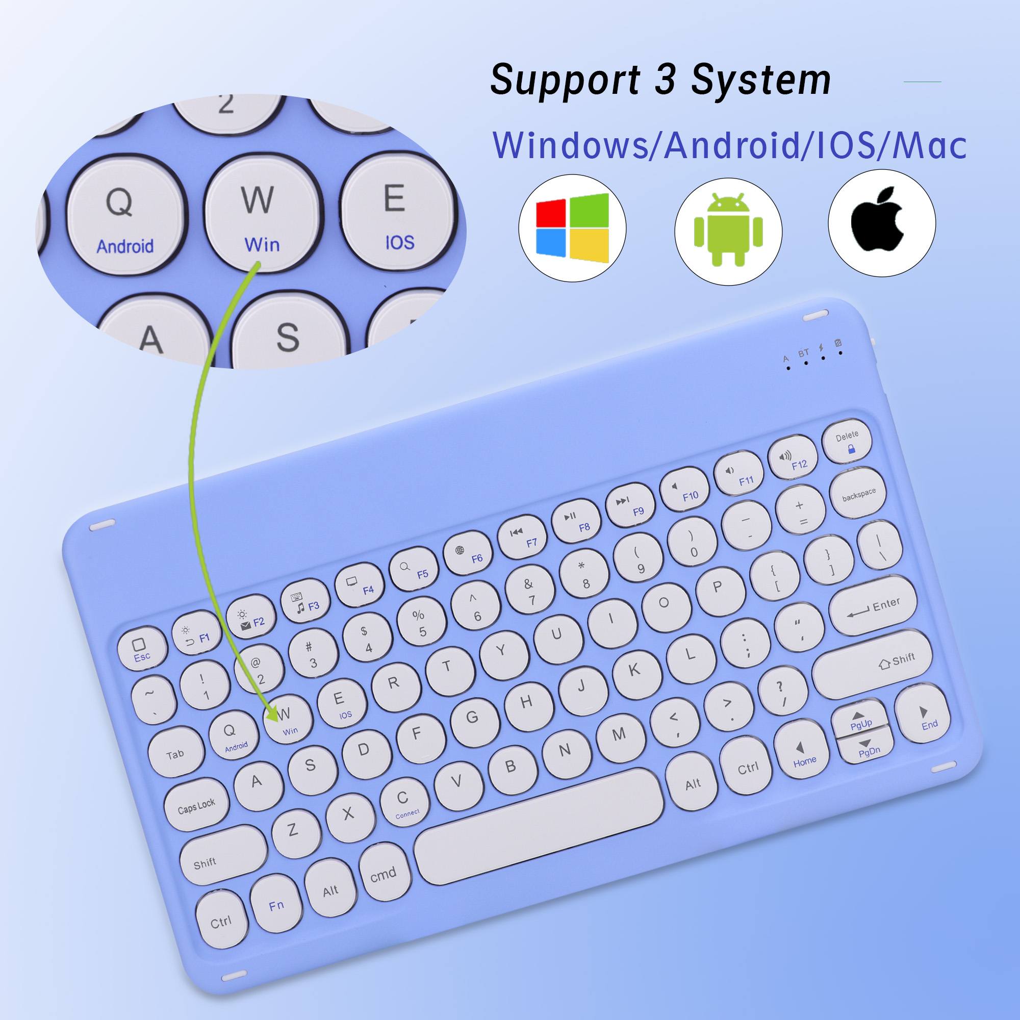 Laptop Android Ios Smartphone Tablets With 78 Keys ipad Mini Pro 11 Wireless Bt Tablet Keyboard For Pc And Phone