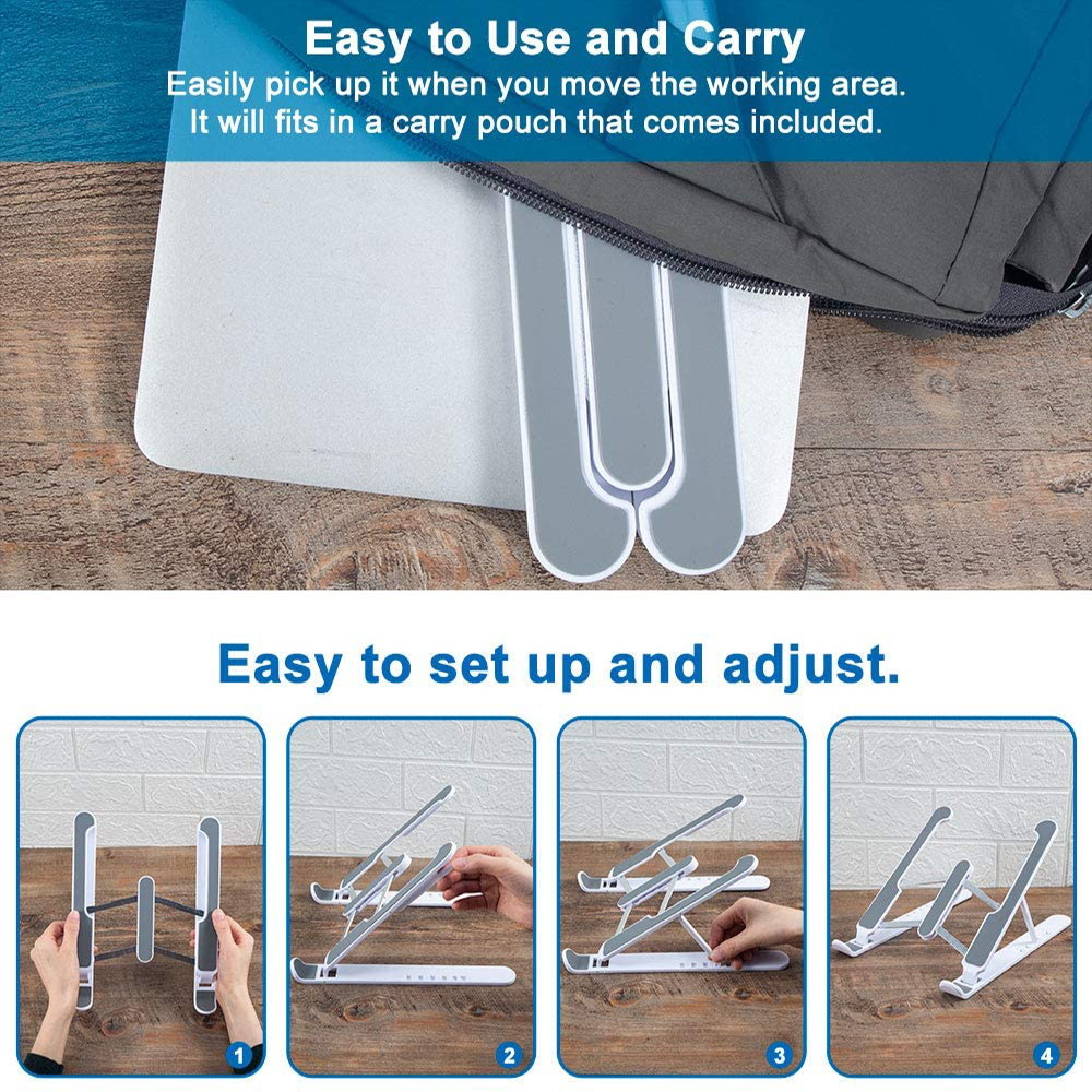 Portable Laptop Stand Foldable  Universal Thin Slim Plastic Standing Desk Holder for Notebook