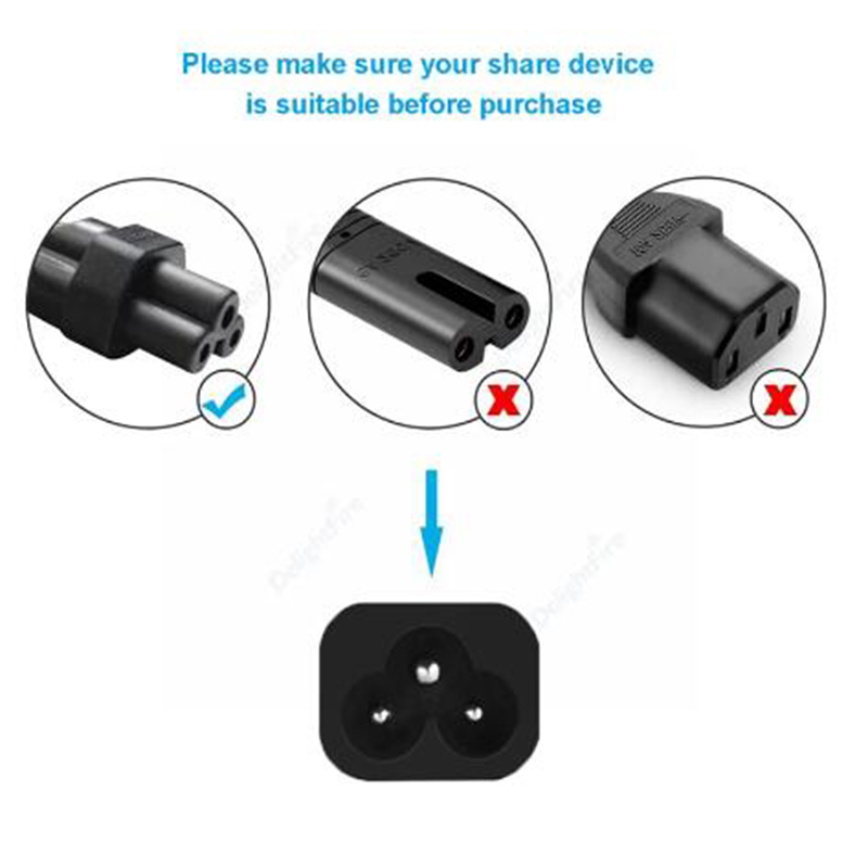 Notebook EU Power Cord  Extension Cord 1.2m Euro IEC C5 Power Supply Cable For HP Dell Lenovo Asus Laptop Computer Monit
