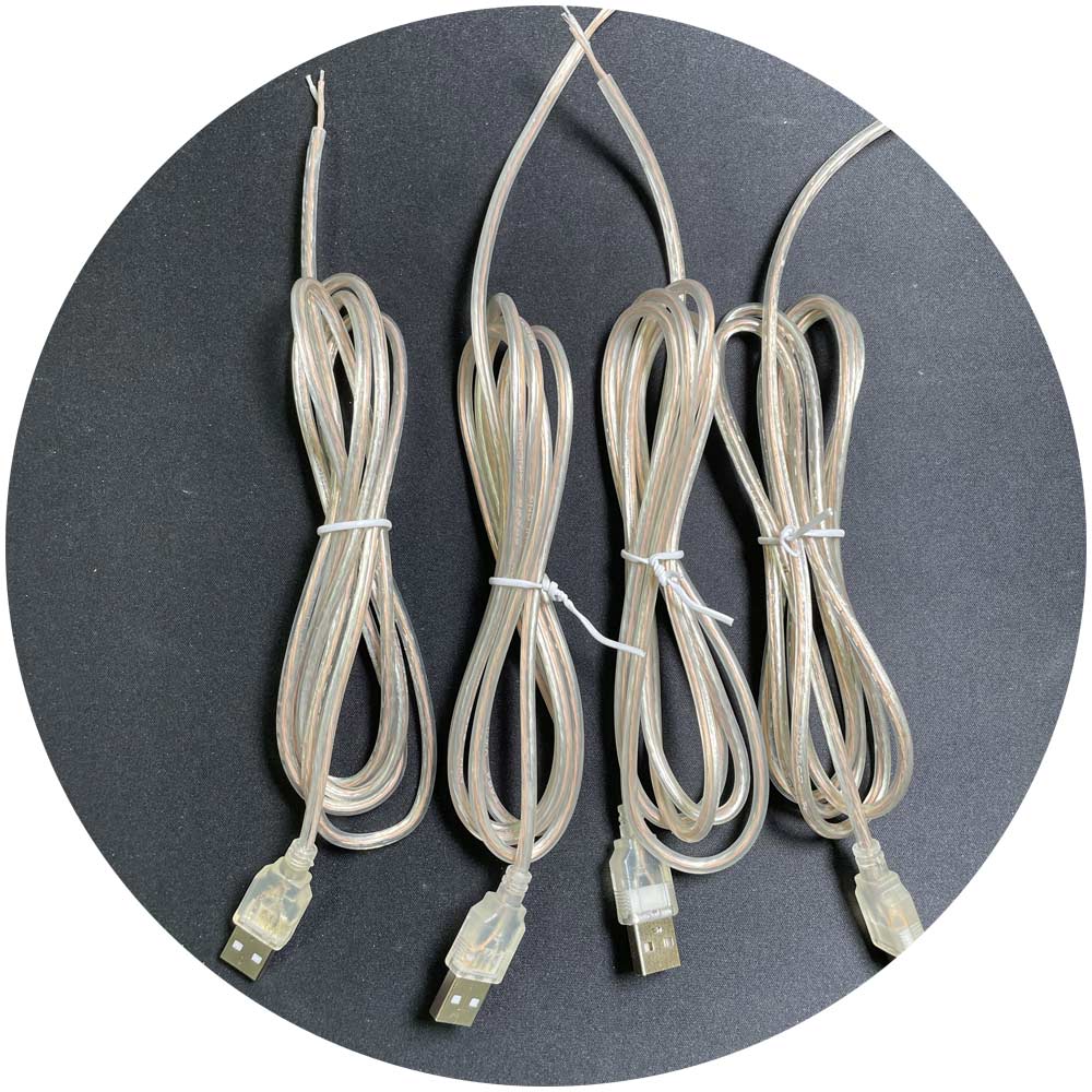 LED neon sign 1.5m USB A Male Connector to Open Stripped Bare Wires End Pigtail Power Cable for 5V LED Strip Light