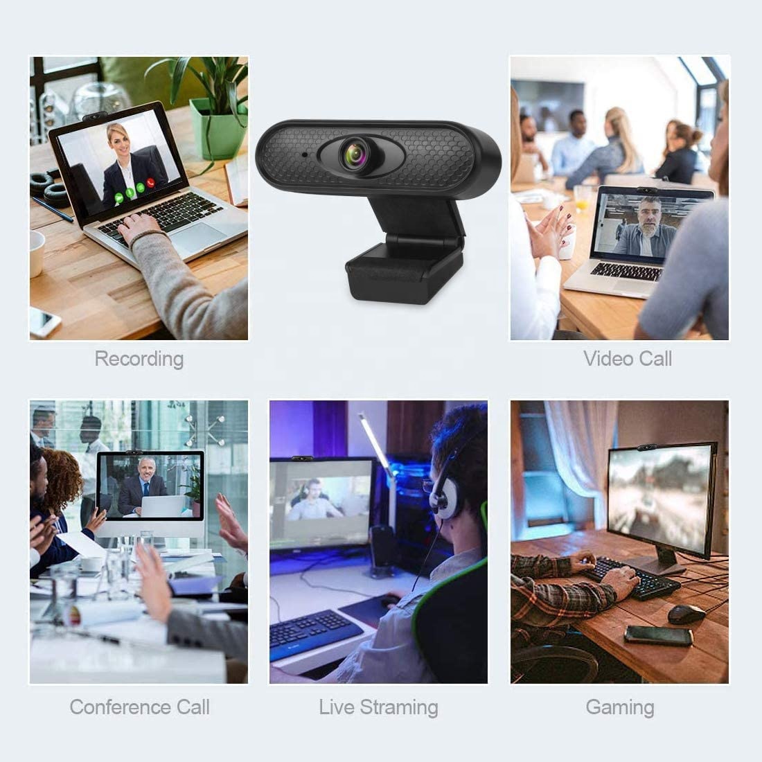 HD 1080P Webcam with Built-in Microphone HD Web Camera Plug Play USB Webcam Driver-Free Anti-Interference Fast Transmiss