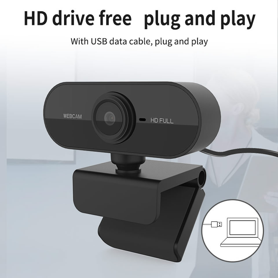 2022 HD 1080P USB Webcam Mini Computer PC Web Camera with Microphone Rotatable for Live Broadcast Video Calling Conferen