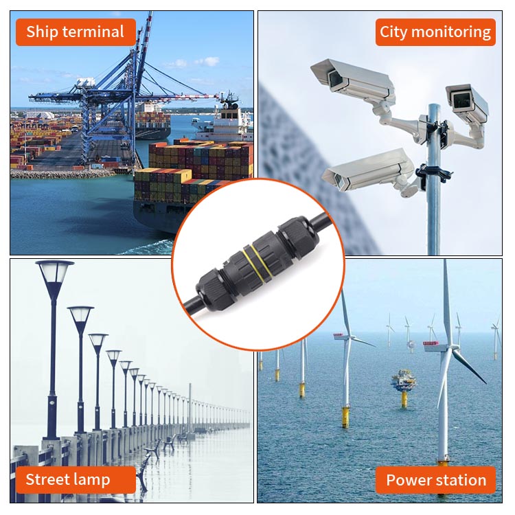 Mini Electronic Outdoor Lighting 2 Pole Underwater Power Cable Electrical Wire IP68 Waterproof Connector