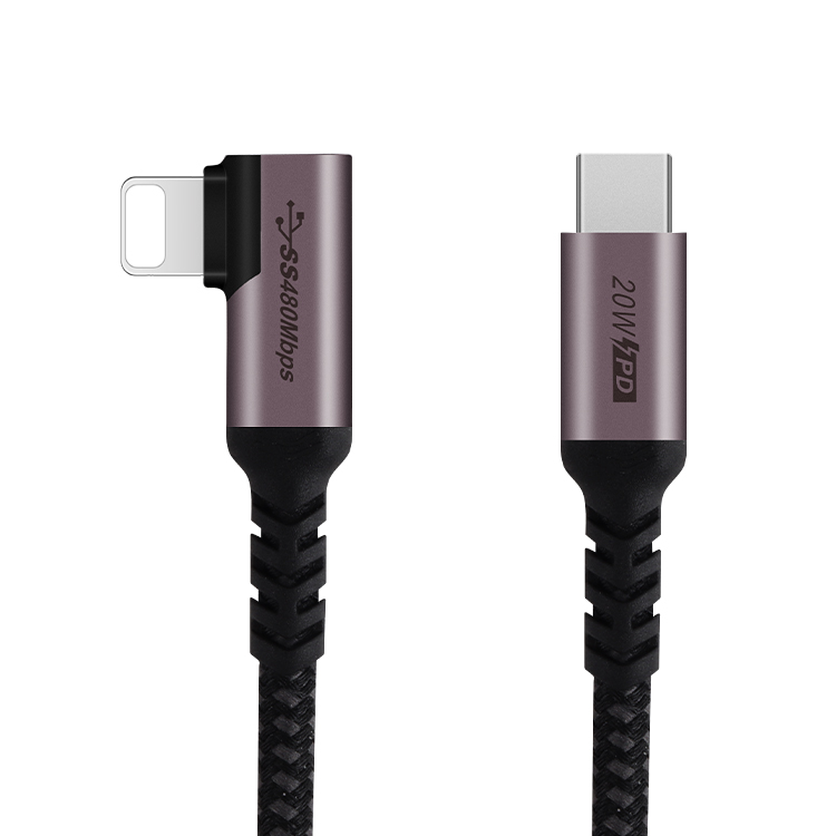 2.0 Data Transfer Charging Type C To 8 Pin Fast Charging 20W Power Elbow Cable Apple Data Cable For Mobile Phone