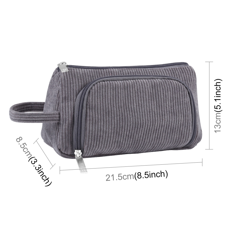 Corduroy Triangular Pen Case Pouch Travel Cosmetic Organizer Makeup Cosmetic Bag