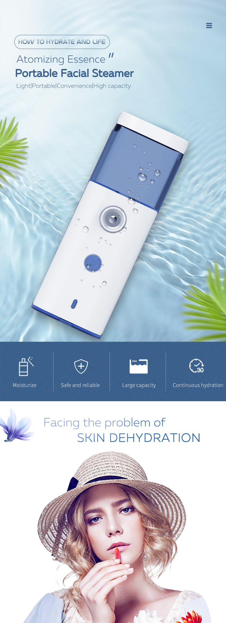 beauty skin care mist sprayer nano facial steamer mini spray electric water fine facial nano mist sprayer